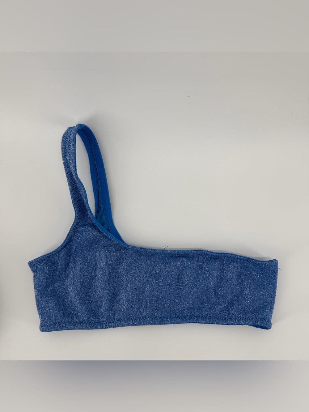 TRIANGL Blue Metallic Sparkle One Shoulder Bikini Top - XXS - Picture 1 of 3